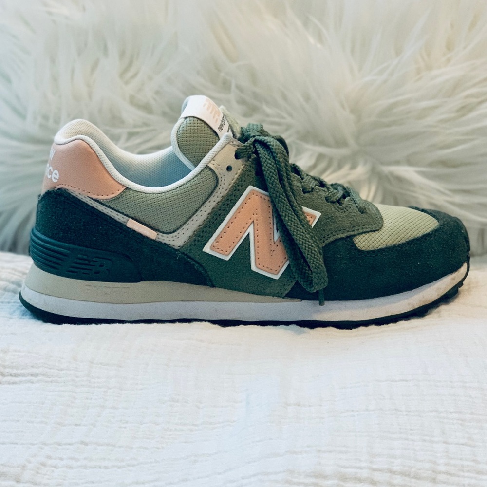 New Balance 574 Green/Pink/White